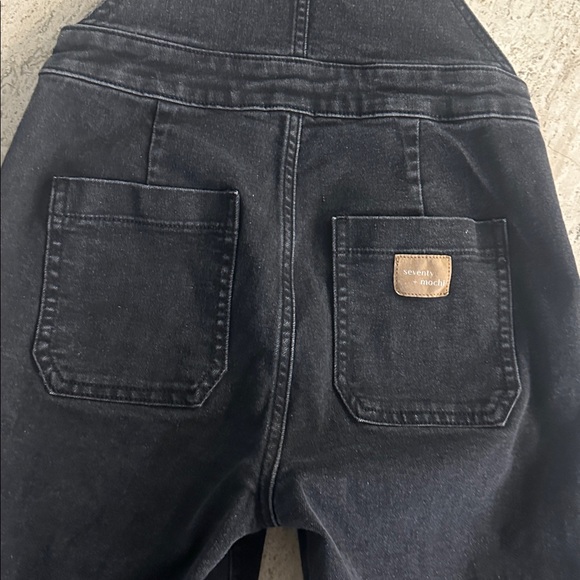 ANTHROPOLOGIE Seventy Mochi Elodie Frill Overall Black Denim Ruffled Straps Sz4 - Picture 7 of 16